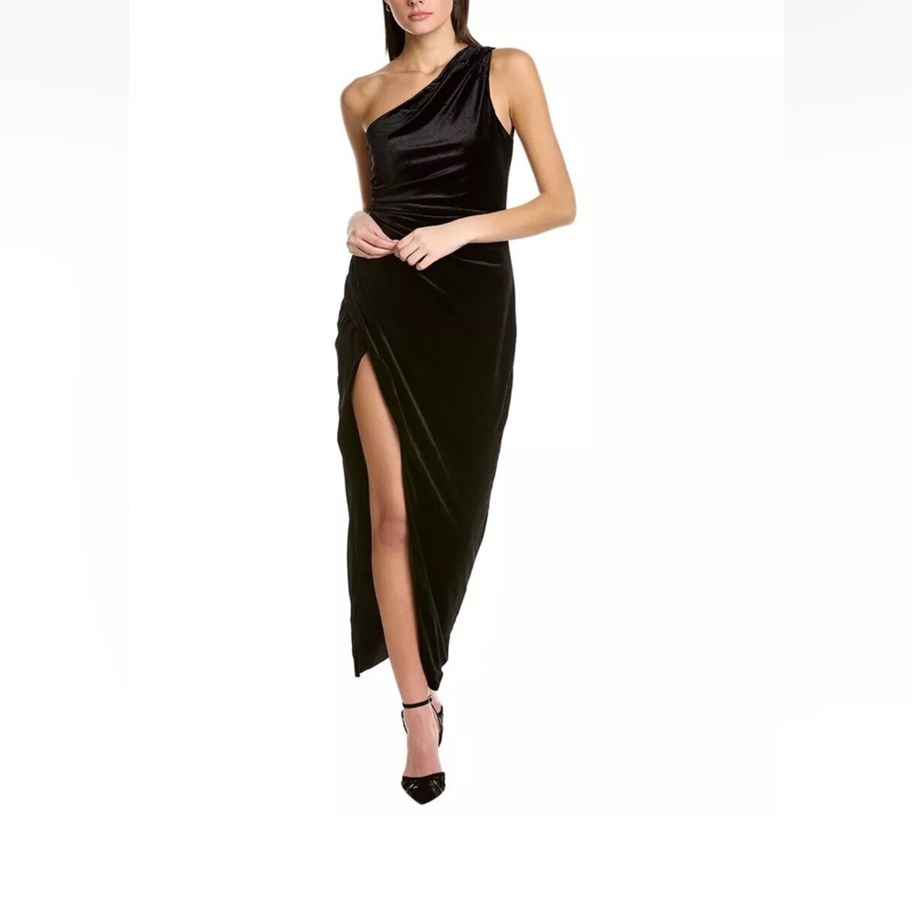 Alexia Admor Women's Alessi One Shoulder Draped Maxi Dress Velvet Size 6 NWOT